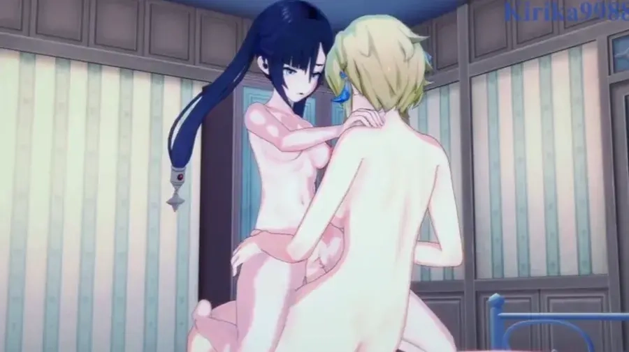 Futunari Hentai animation Gehsnin Impact — Lumine, Keqing and Mona intense lesbian play and intense futanari sex.
